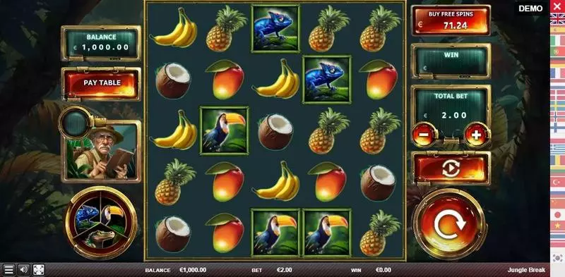Jungle Break Red Rake Gaming Slot Main Screen Reels