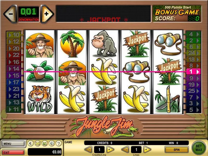 Jungle Jim GTECH Slot Main Screen Reels