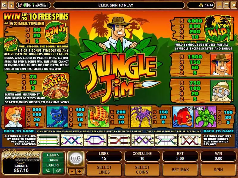 Jungle Jim Microgaming Slot Info and Rules