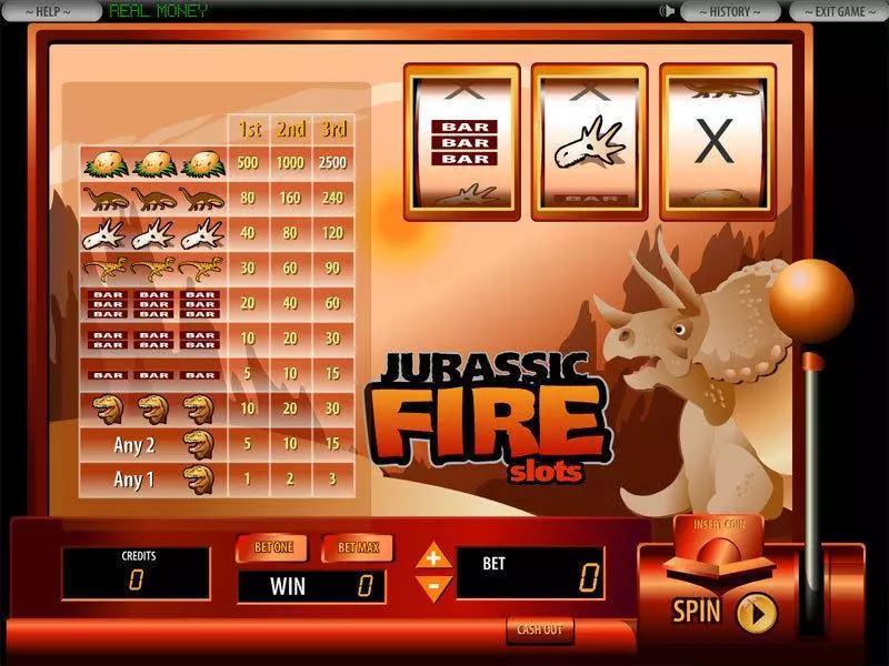 Jurassic Fire DGS Slot Main Screen Reels