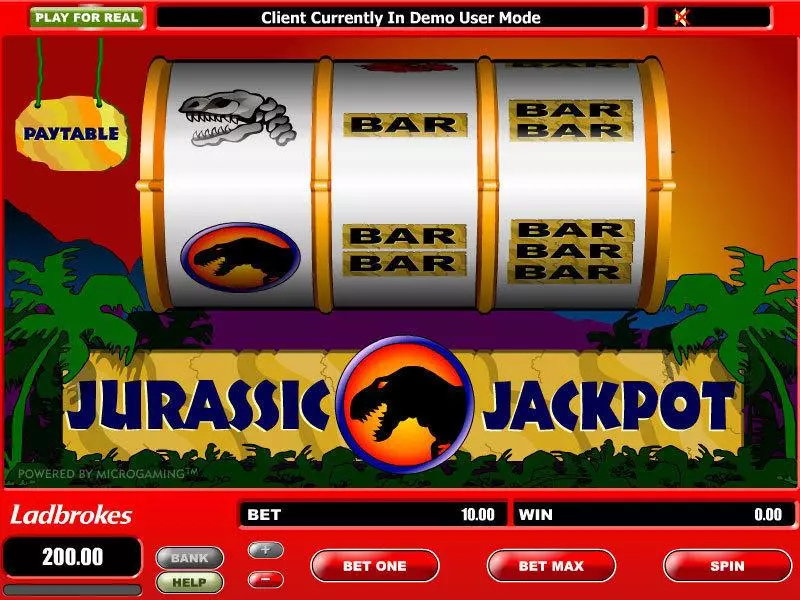 Jurassic Jackpot Big Reel Microgaming Slot Main Screen Reels