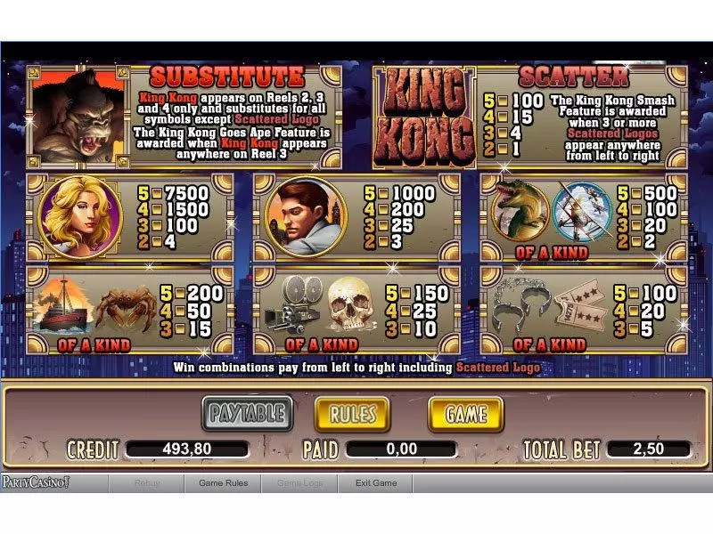 King Kong bwin.party Slot Info and Rules
