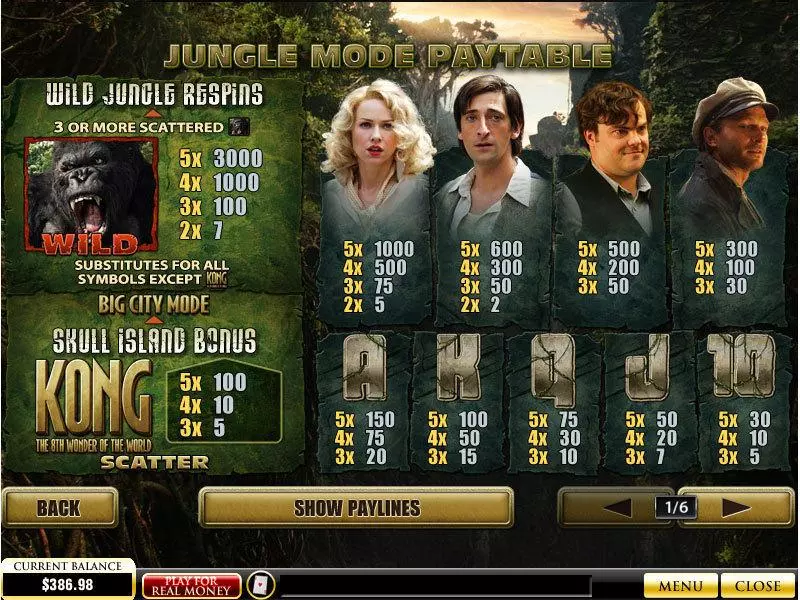 King Kong PlayTech Slot Info and Rules