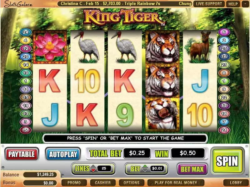 King Tiger WGS Technology Slot Main Screen Reels