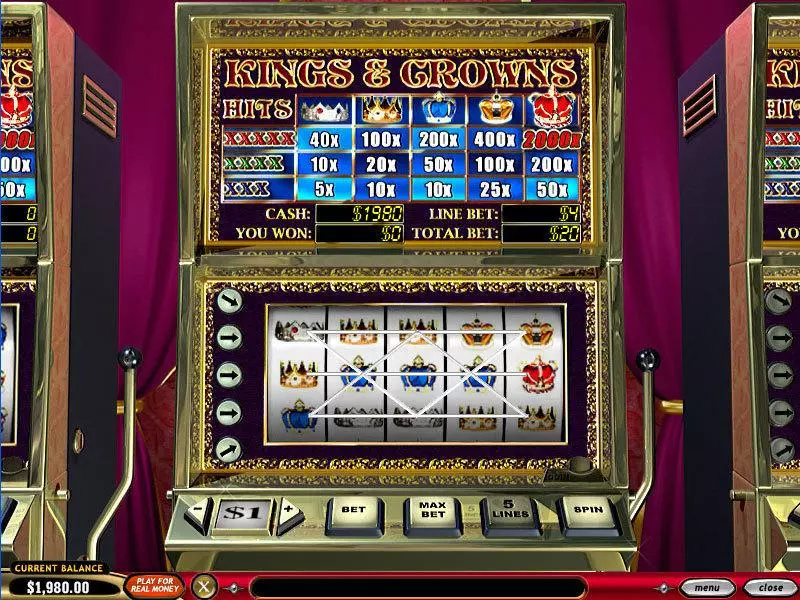 Kings and Crowns PlayTech Slot Main Screen Reels