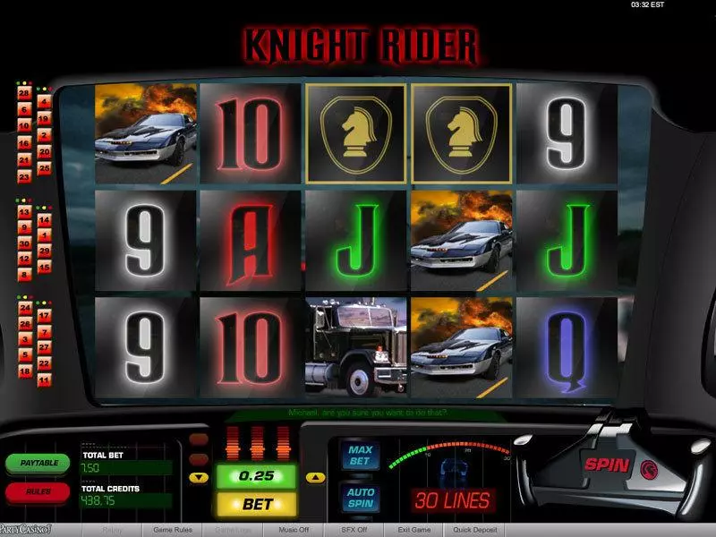 Knight Rider bwin.party Slot Main Screen Reels