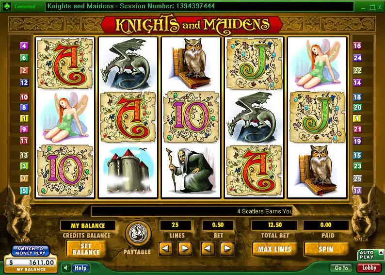 Knights and Maidens 888 Slot Main Screen Reels