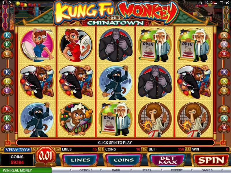Kung Fu Monkey Microgaming Slot Main Screen Reels