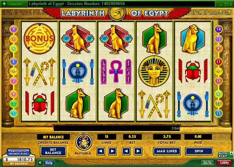 Labyrinth of Egypt 888 Slot Main Screen Reels