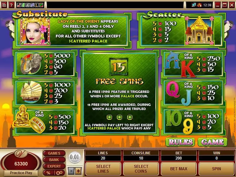 Lady of the Orient Microgaming Slot Info and Rules