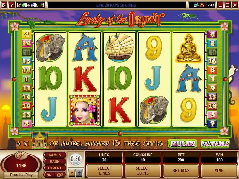 Lady of the Orient Microgaming Slot Main Screen Reels