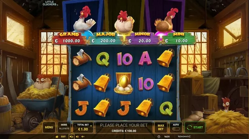 Little Cluckers Greentube Slot Main Screen Reels