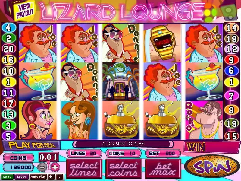 Lizard Lounge Wizard Gaming Slot Main Screen Reels