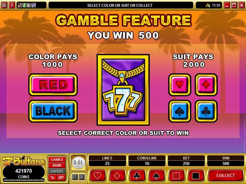 Loaded Microgaming Slot Gamble Screen