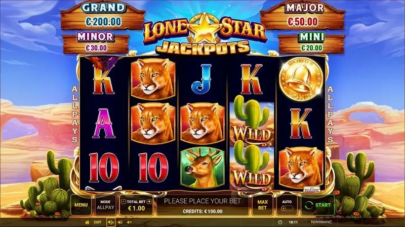 Lone Star Jackpots  Slot Main Screen Reels