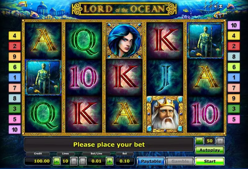 Lord of the Ocean Novomatic Slot Main Screen Reels