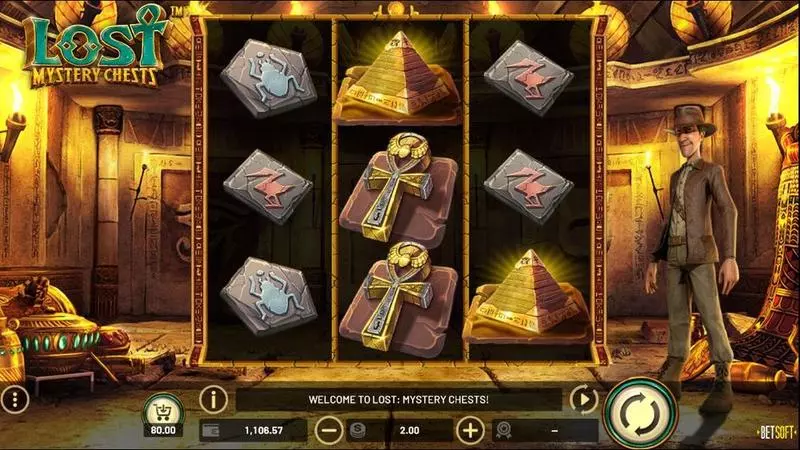 Lost Mystery Chests BetSoft Slot Main Screen Reels