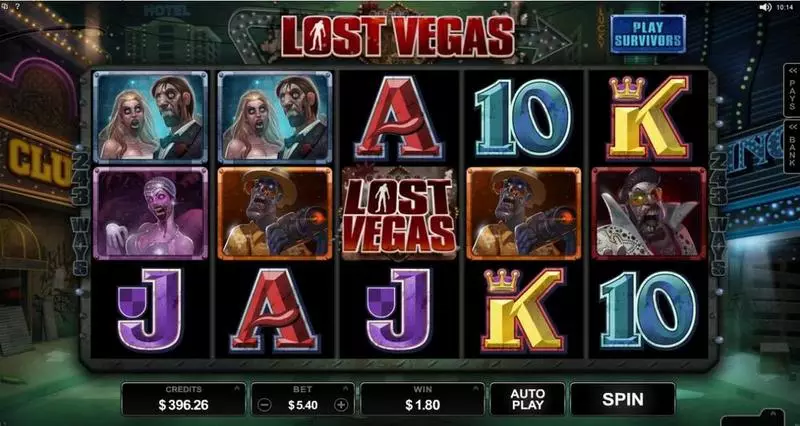 Lost Vegas Microgaming Slot Main Screen Reels