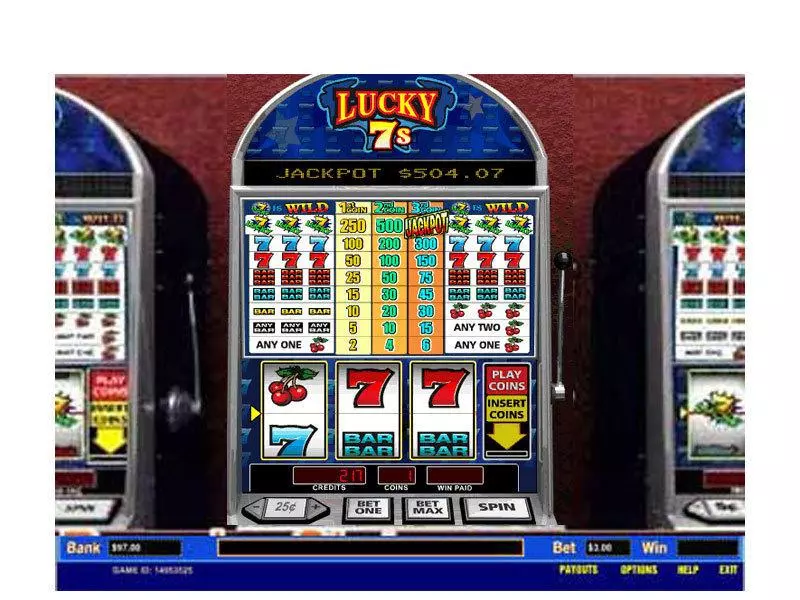 Lucky 7's 1 Line Parlay Slot Main Screen Reels