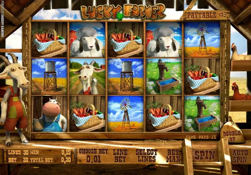 Lucky Farmer Sheriff Gaming Slot Main Screen Reels