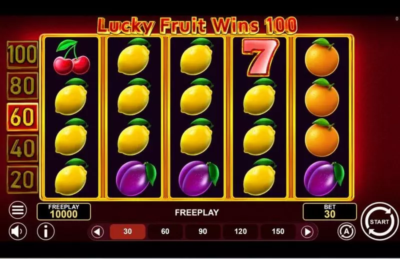 LUCKY FRUIT WINS 100 1Spin4Win Slot Main Screen Reels