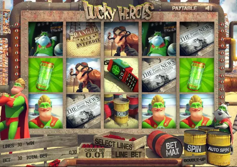 Lucky Heroes Sheriff Gaming Slot Main Screen Reels