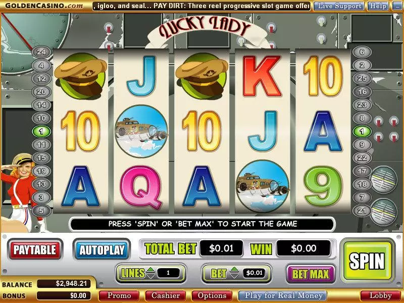 Lucky Lady WGS Technology Slot Main Screen Reels