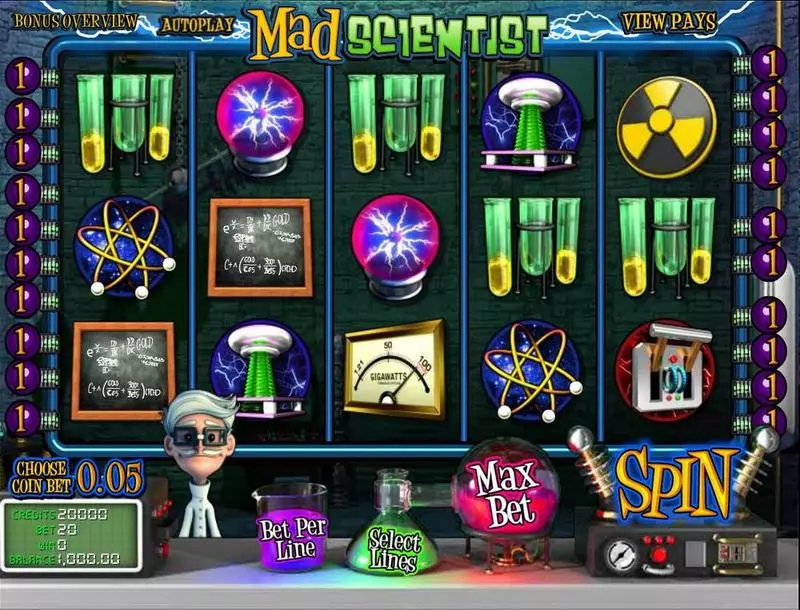 Mad Scientist BetSoft Slot Main Screen Reels
