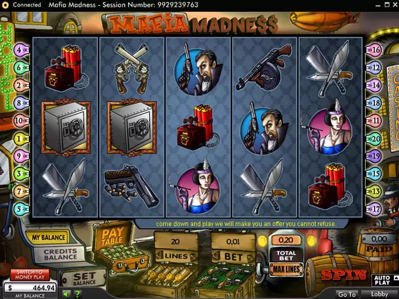 Mafia Madness 888 Slot Main Screen Reels