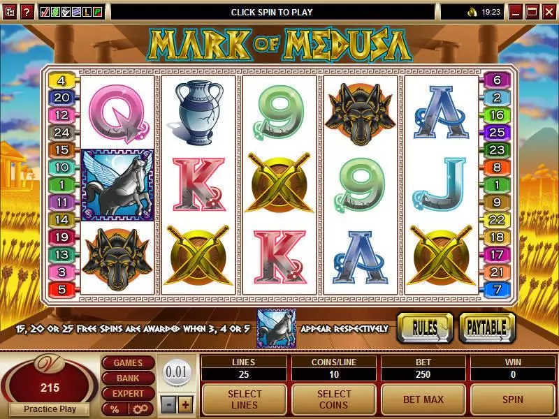 Mark of Medusa Microgaming Slot Main Screen Reels