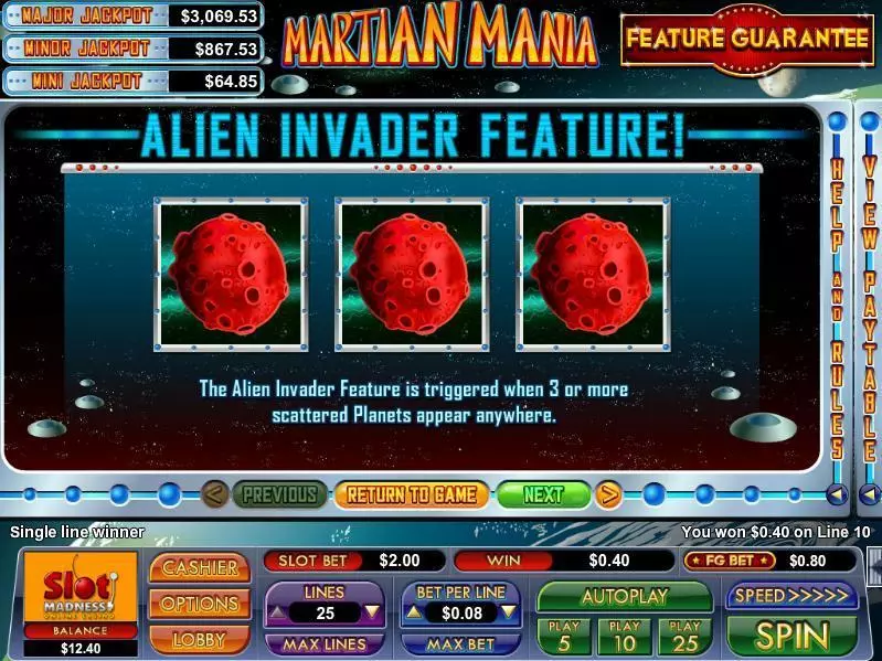 Martian Mania NuWorks Slot Info and Rules