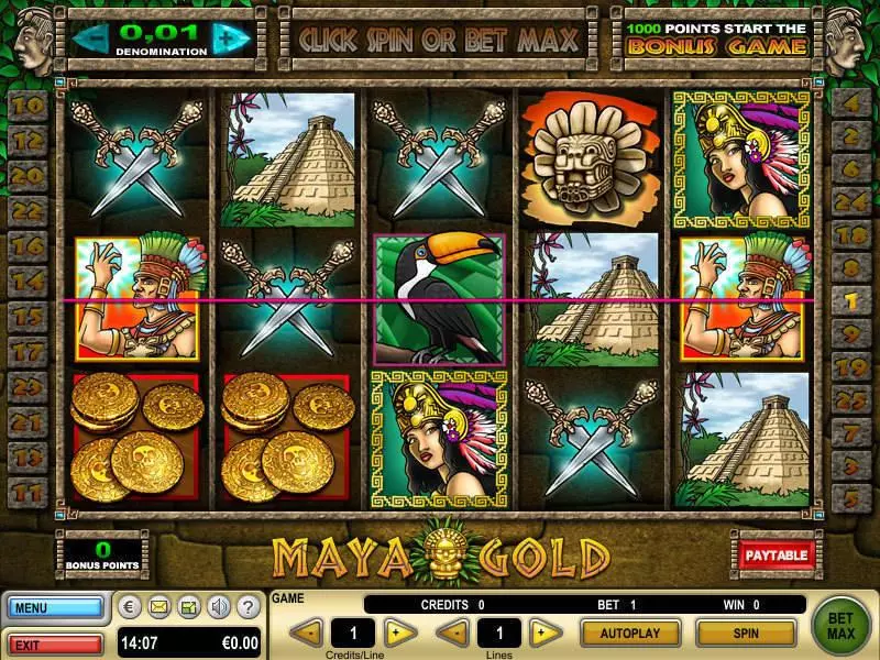 Maya Gold GTECH Slot Main Screen Reels