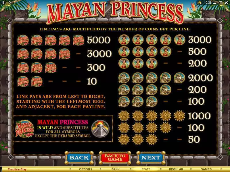 Mayan Princess Microgaming Slot Info and Rules