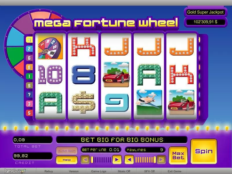 Mega Fortune Wheel bwin.party Slot Main Screen Reels