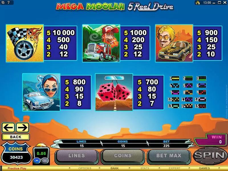 Mega Moolah 5 Reel Drive Microgaming Slot Info and Rules
