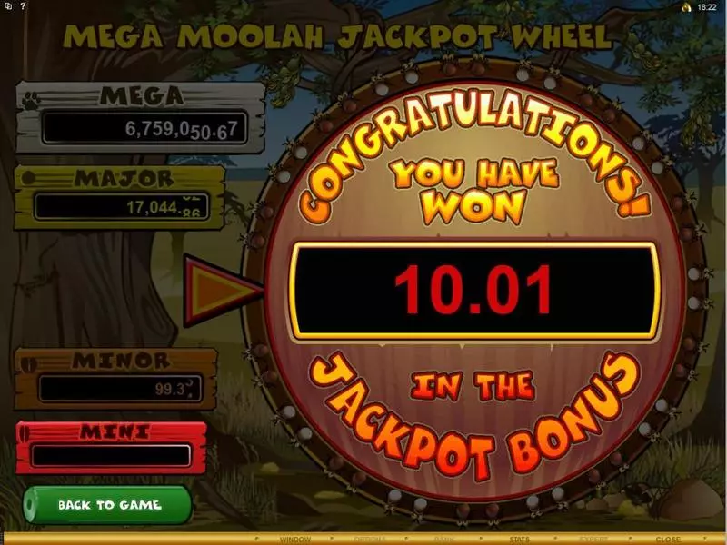 Mega Moolah Microgaming Slot Winning Screenshot