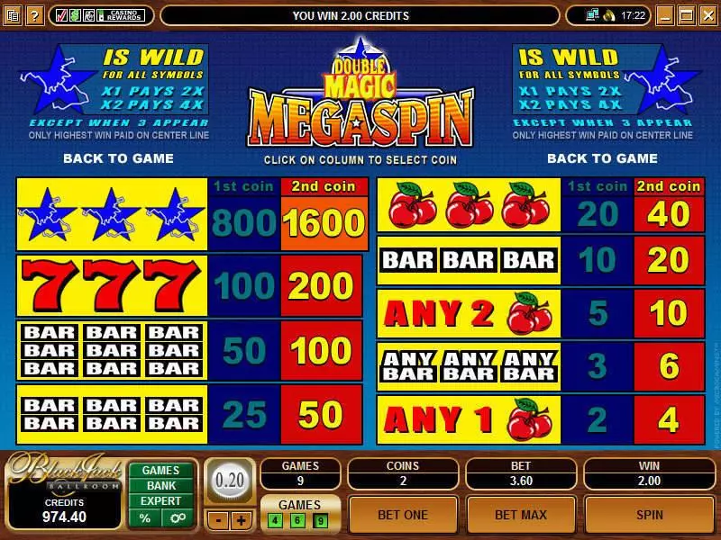 Mega Spin - Double Magic Microgaming Slot Info and Rules