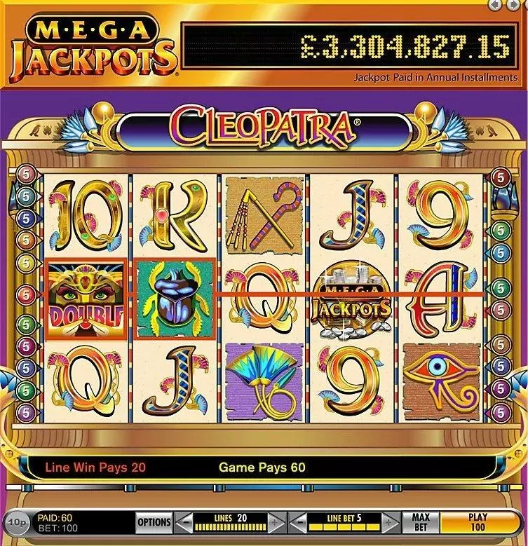 MegaJackpots Cleopatra IGT Slot Introduction Screen
