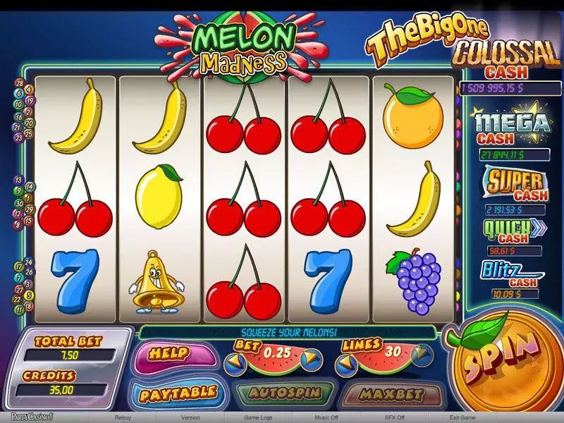 Melon Madness bwin.party Slot Main Screen Reels