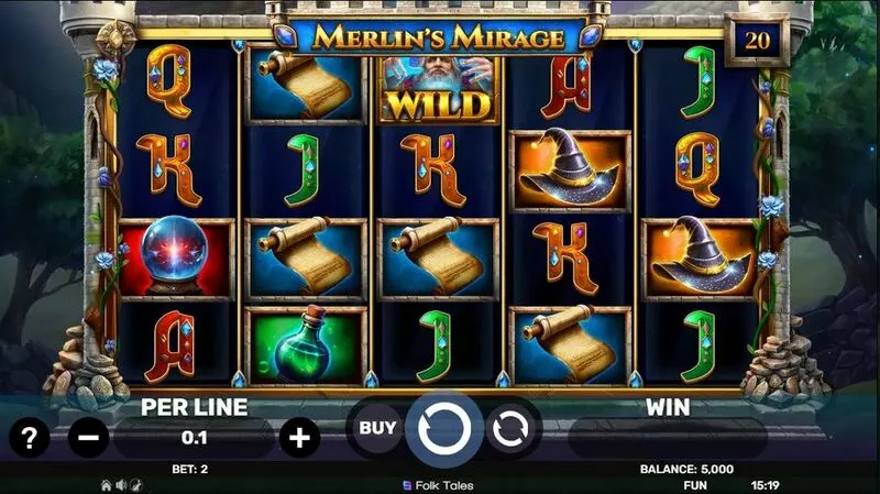 Merlin’s Mirage Spinomenal Slot Main Screen Reels