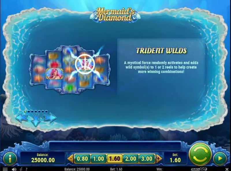 Mermaid's Diamonds Play'n GO Slot Bonus 1