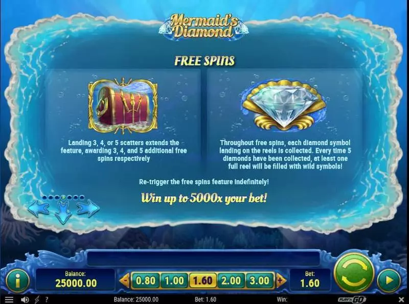 Mermaid's Diamonds Play'n GO Slot Bonus 2