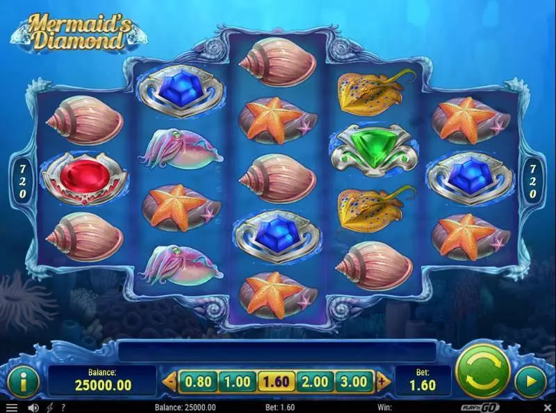 Mermaid's Diamonds Play'n GO Slot Main Screen Reels