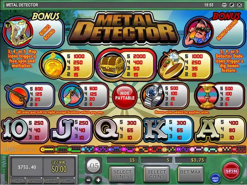 Metal Detector Rival Slot Info and Rules