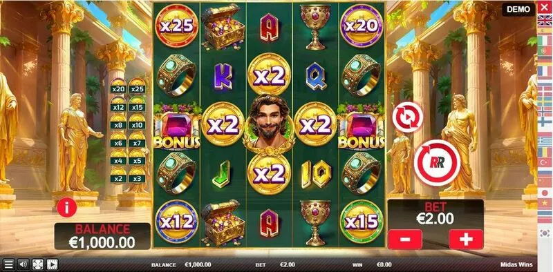 Midas Wins Red Rake Gaming Slot Main Screen Reels