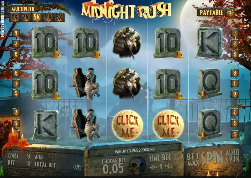 Midnight Rush Sheriff Gaming Slot Main Screen Reels