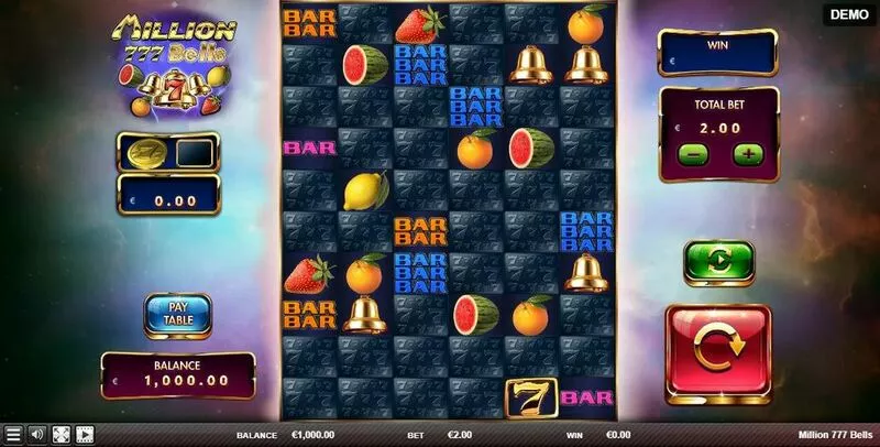 Million 777 Bells Red Rake Gaming Slot Main Screen Reels