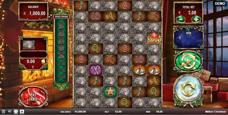 Million Christmas Red Rake Gaming Slot Main Screen Reels