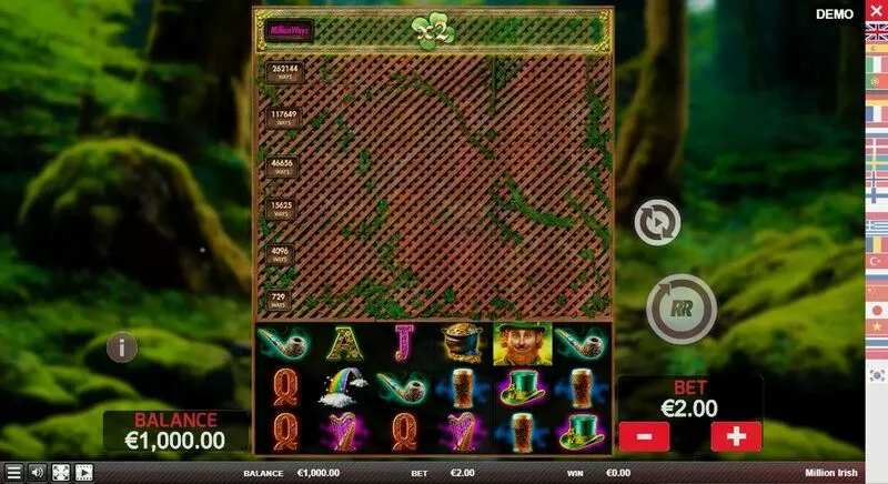 Million Irish Red Rake Gaming Slot Main Screen Reels