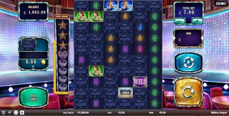 Million Vegas Red Rake Gaming Slot Main Screen Reels
